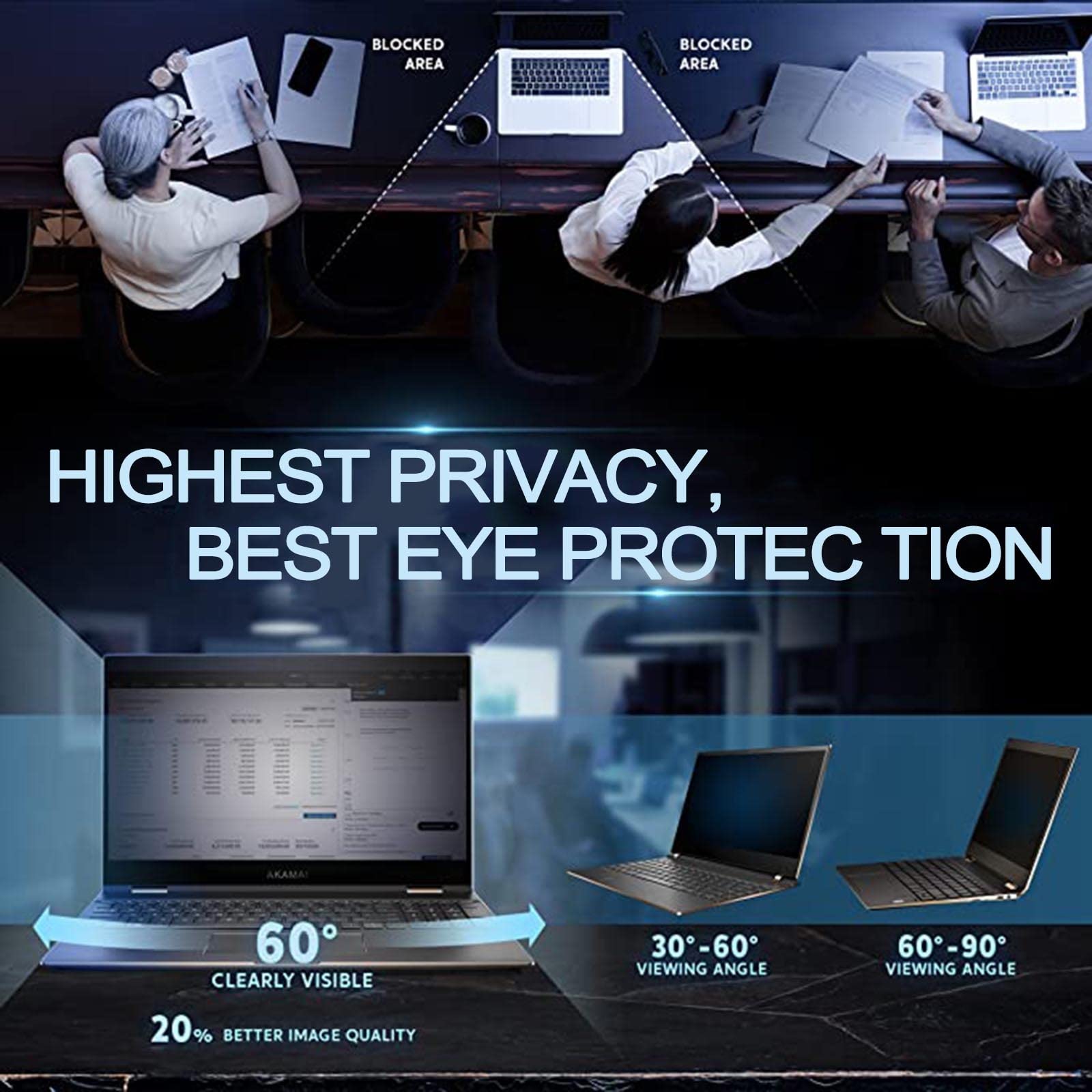 Protector de privacidad para la pantalla del orden Filtro de pantalla de privacidad for computadora, varios tamaños, filtro deslumbrante, filtro de luz azul(24in/61cm)