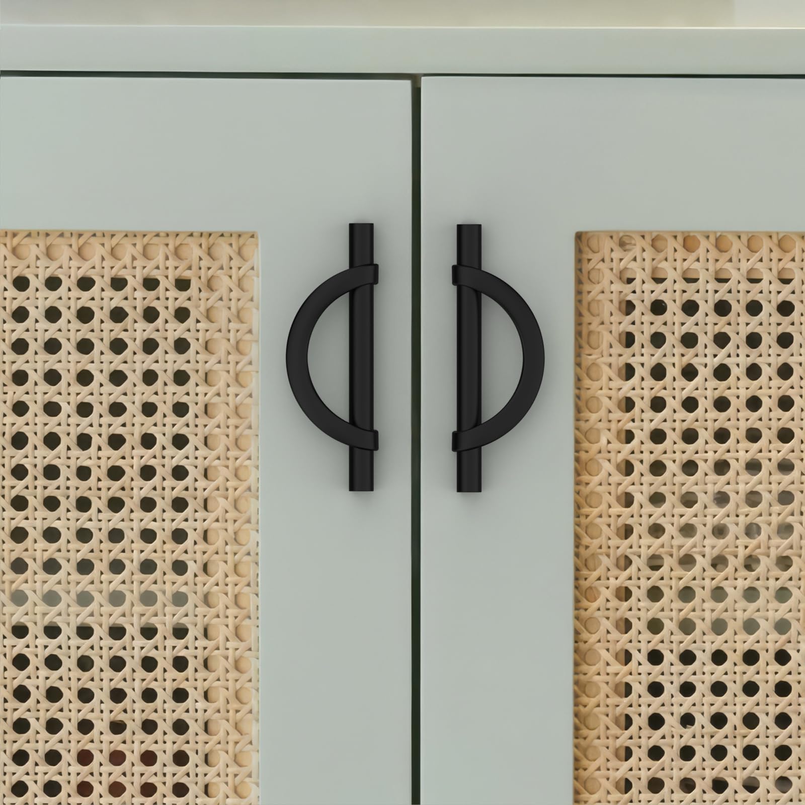 10Pack 3.75 Inch(96mm) Matte Black Cabinet Pulls,Kitchen Cabinet Half Moon Handles Black Kitchen Cabinet Hardware Cupboard Handles Black Matte Pulls Drawer Handle