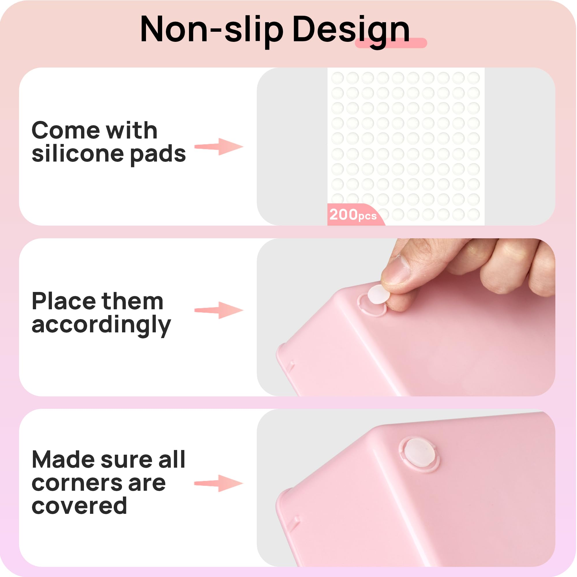 Vtopmart Set di 44 organizer per cassetti in plastica trasparente rosa