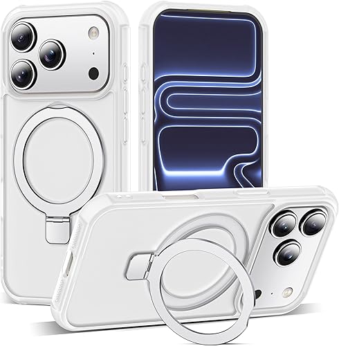 Miniatura 180 de Funda de grado militar compatible con iPhone 14 Plus de 6.7 pulgadas, con soporte magnético invisible tipo anillo, compatible con MagSafe y gran