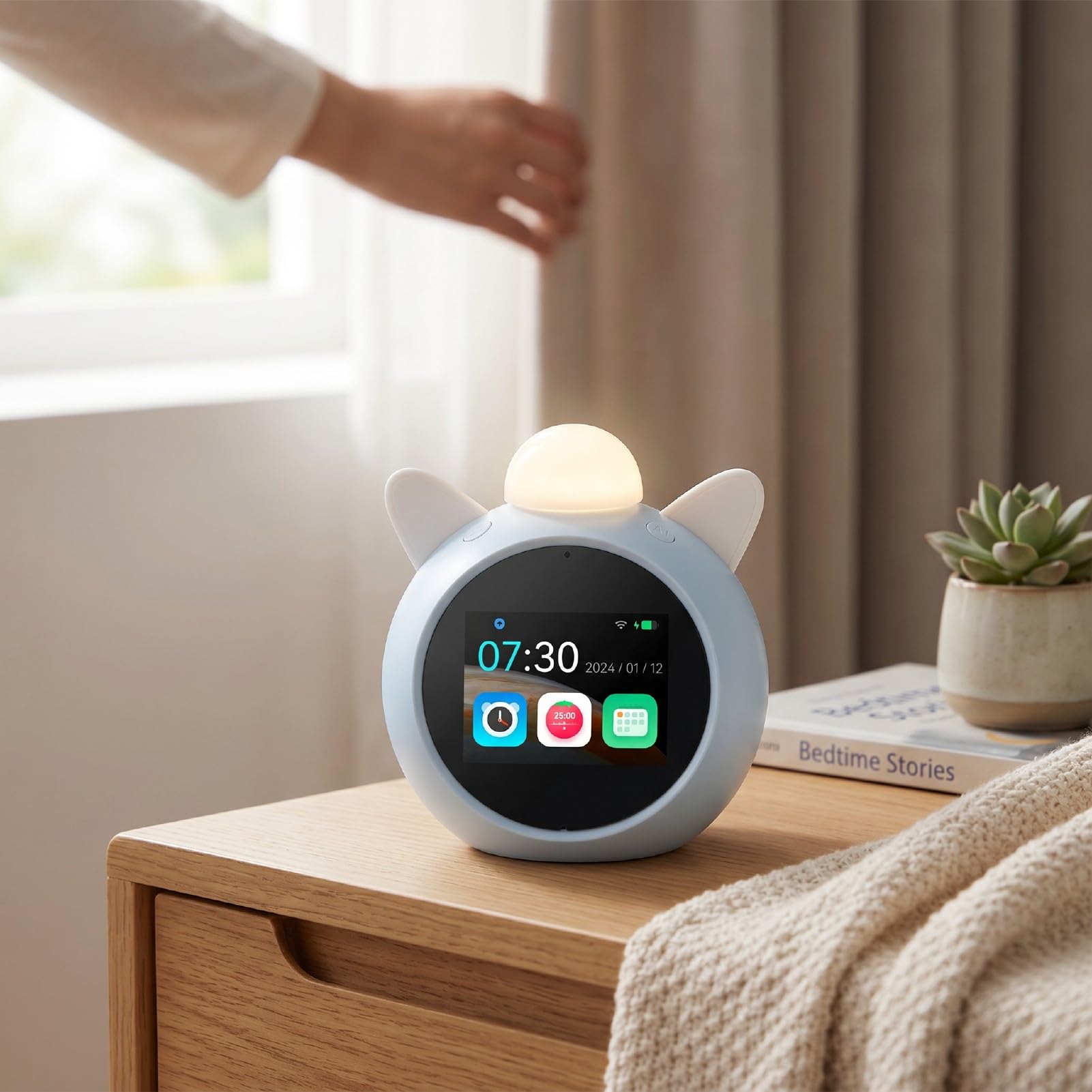 Sxhlseller Sveglia Intelligente Schermo HD 2,8 Pollici, Orologio Digitale a Batteria Ricaricabile 1500mAh con Cavo di Ricarica e Manuale per Comodino