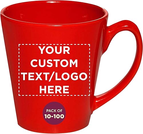 DISCOUNT PROMOS Taza de café con leche de cerámica brillante personalizada de 12 onzas, juego de 1050100 unidades personalizadas, paquete a granel,