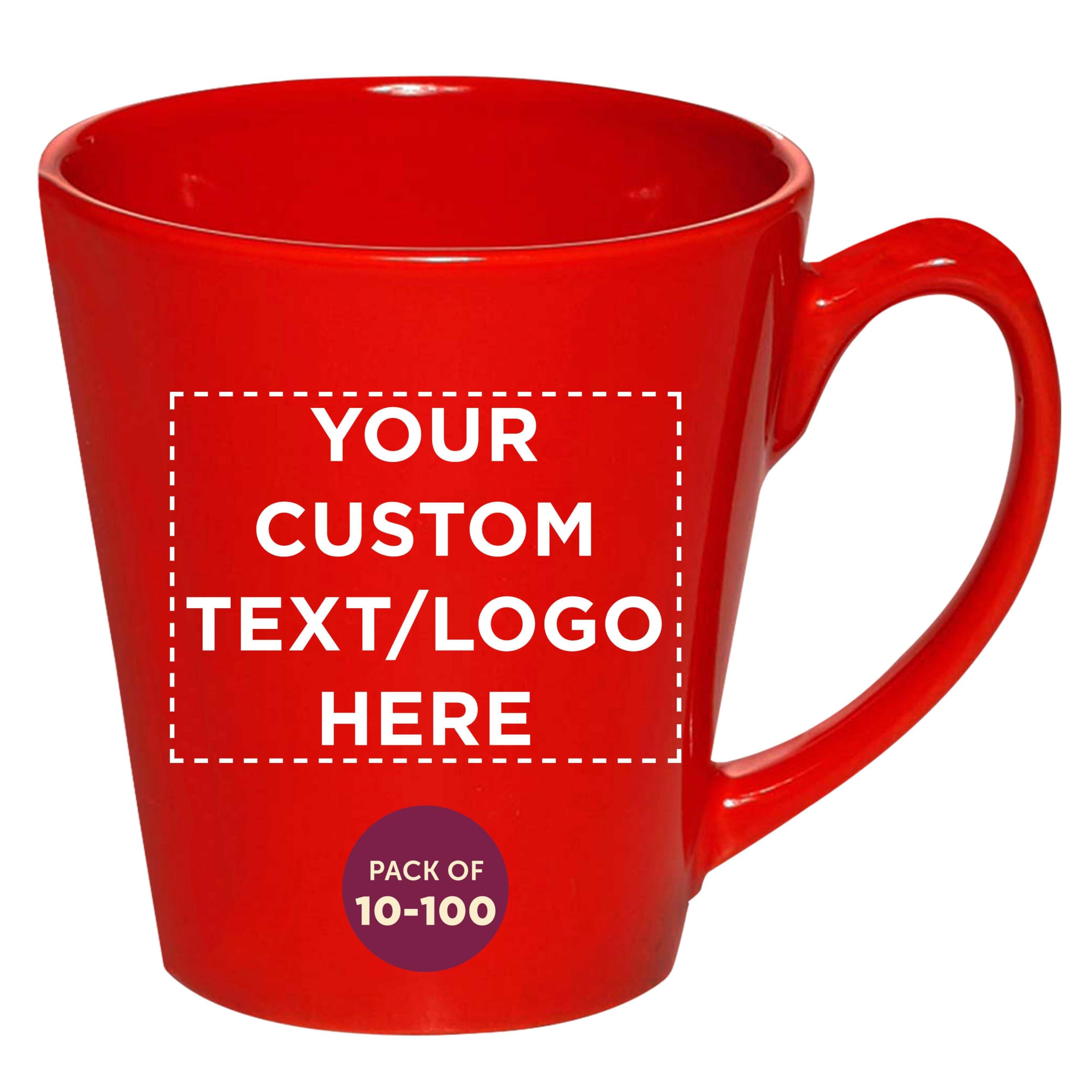 DISCOUNT PROMOS Custom Glossy Ceramic Latte Coffee Mug 12oz Set of 10 50 100 Personalized Bulk Pack Perfect