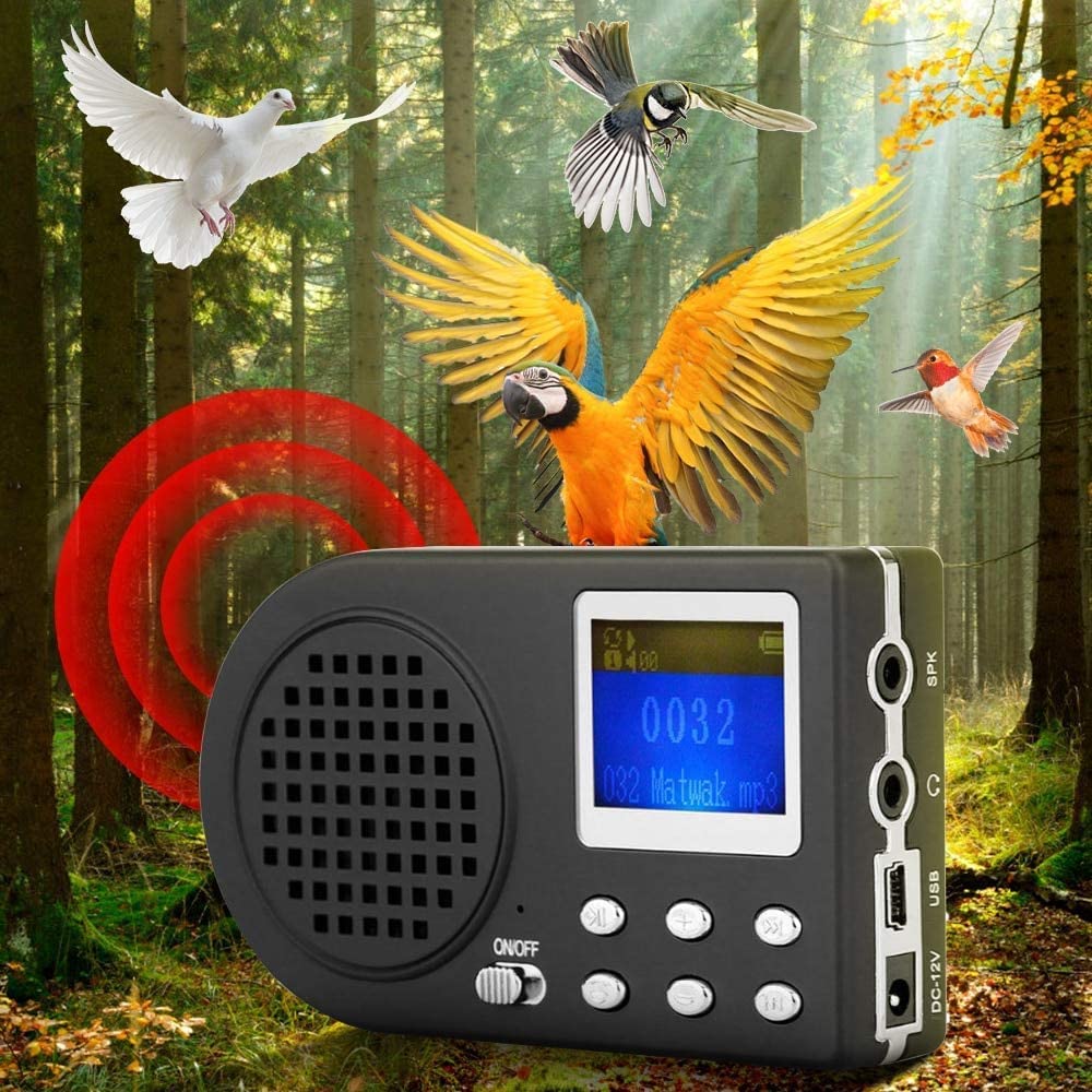 Señuelos de Caza de pájaros,Llamadas Reproductor de MP3 Señuelo Sonido Altavoz Amplificador Inalámbrico de Dispositivo Cantando Animales