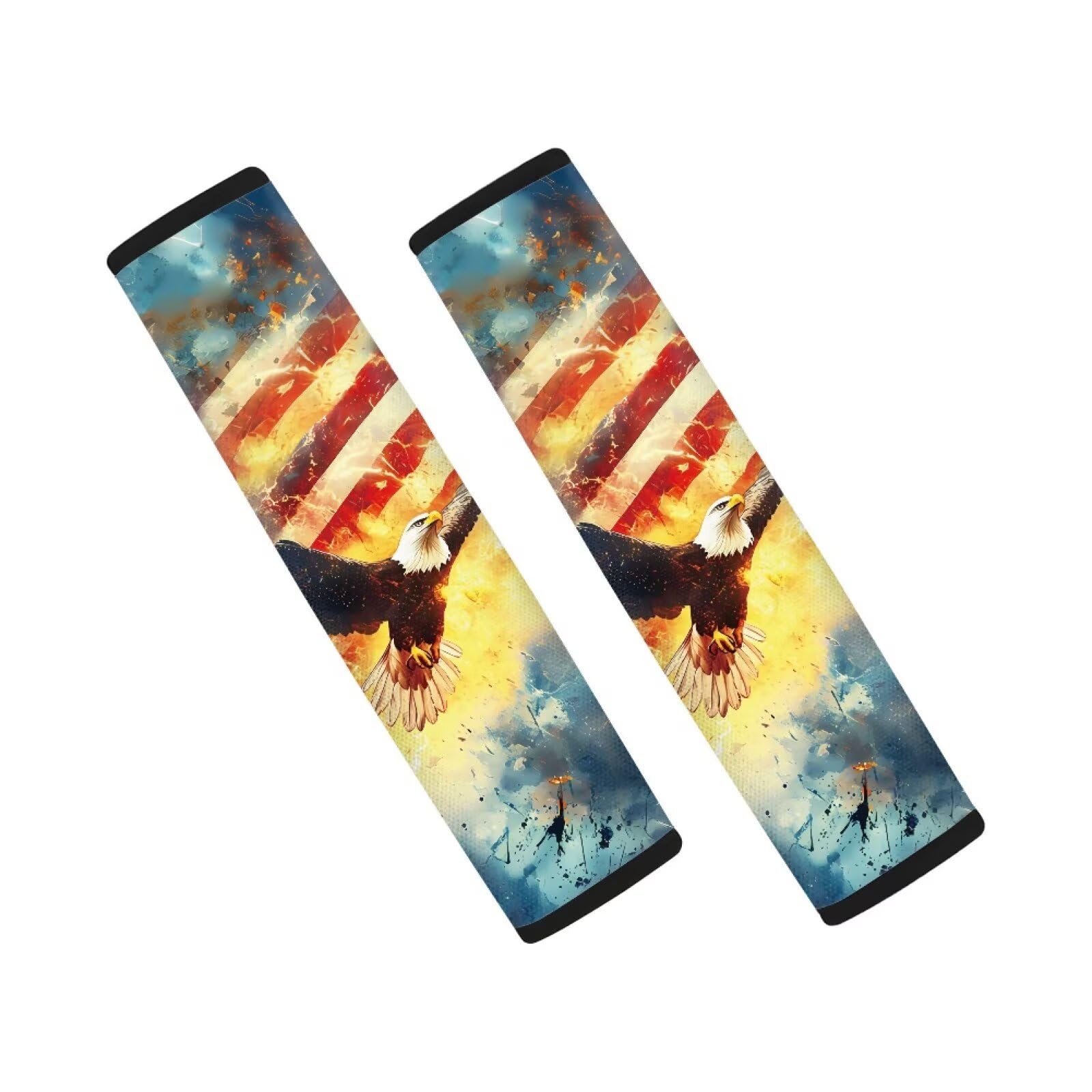 AFPANQZ 4th of July Eagle Flag 2 Pack Car Seat Belt Pads Covers Harness Universal Fit Cute Safety Seatbelt Comfortable Pads Cushion for Adults Kids Non-Slip Shoulder Straps
