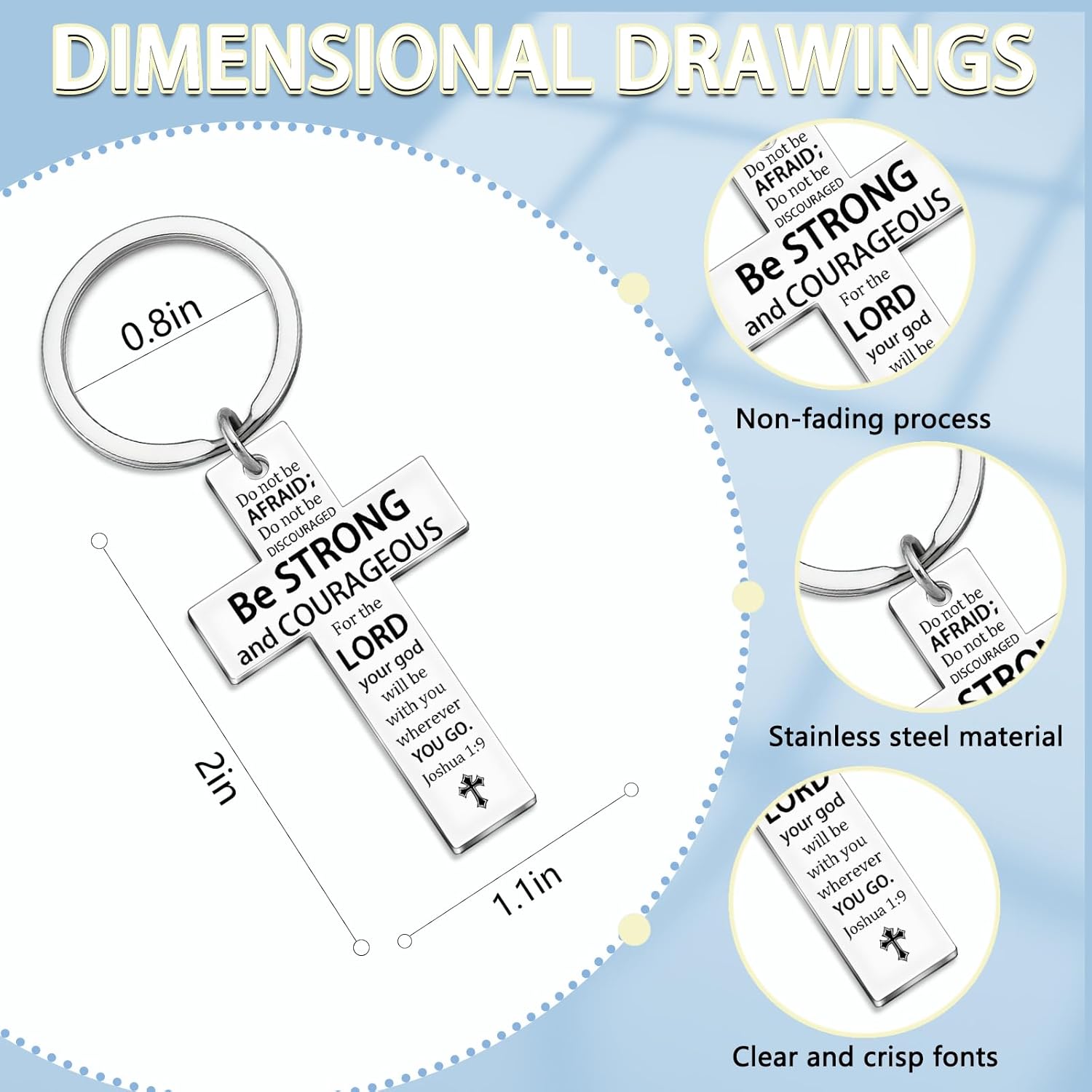 Cross Keychain for Men Women Jesus Keychain Christian Key chain Bible Verse Accessories Scripture Religious - Image 2