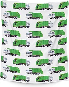 Mercuryelf Garbage Truck Blanket Gift - 40x50 Inches Modern Throw Blankets for Boys - White Soft, Fuzzy & Warm Throws for Travel, Office