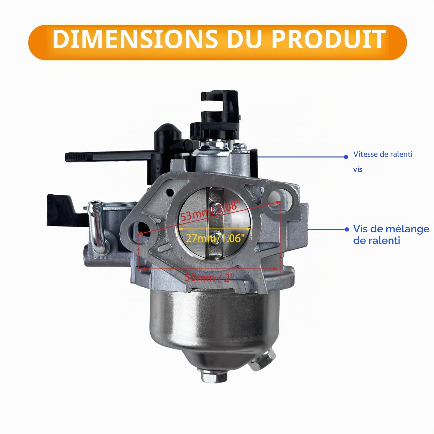 YAMAKATO HUAYI GX390 Carburateur 16100-ZF6-V01 pour moteurs Honda GX340 | pour moteurs Honda et Clone GX 390 GX340 Nettoyeur Haute Pression Huayi P27 Carbu avec Joint