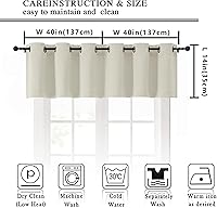 Vista 94 de Simplebrand Juego de 2 paneles de cenefa aguamarina para ventana de cocina de 14 pulgadas de largo, cortinas de oscurecimiento de habitación