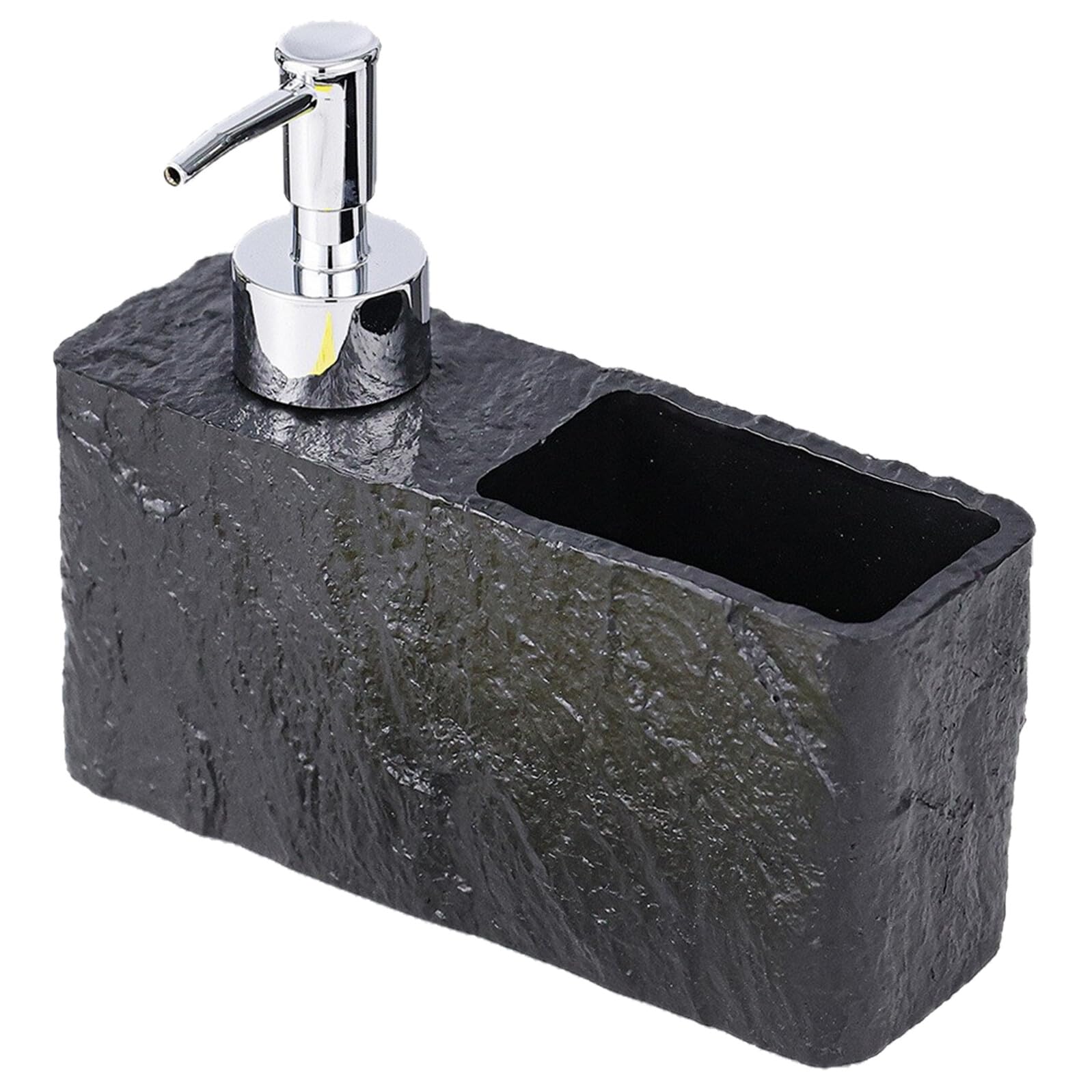 Cabilock Dispensador de Jabón de Cocina Rellenable con Soporte para Esponja para Encimera de Baño Dispensador de Jabón de Manos de Resina con Textura de Roca para Lavavajillas