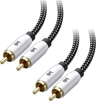 Cable Matters Braided 2-Pack Shielded Subwoofer Cable - 6ft / 1.8m, RCA Cord, Digital Coaxial Audio Cable for LFE Subwoofer, Home Theater Systems, and More