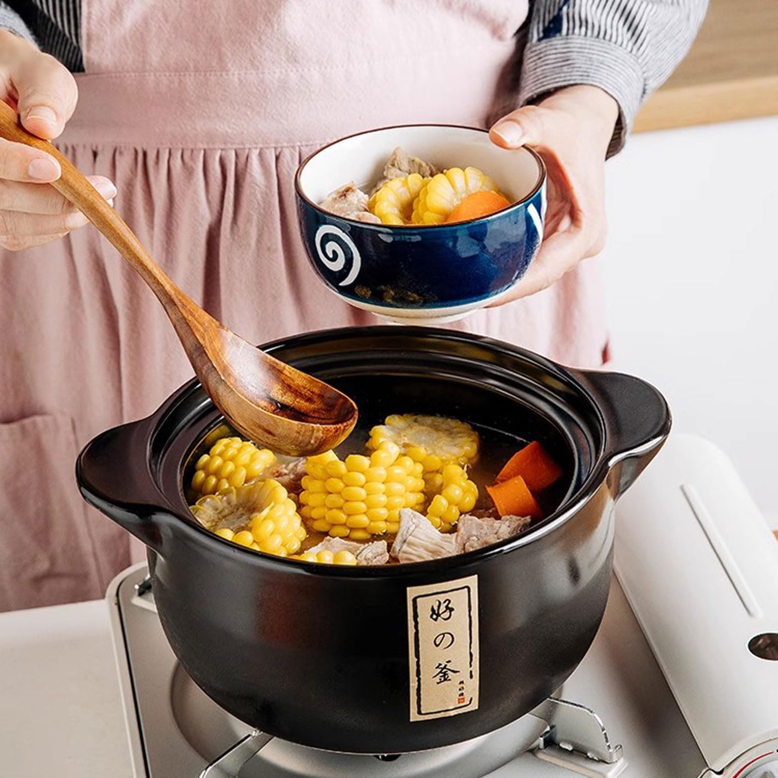 Keramische zwarte braadpan klei pot met deksel, Japanse Donabe Keramische zwarte braadpan klei pot met deksel, Japanse Donabe