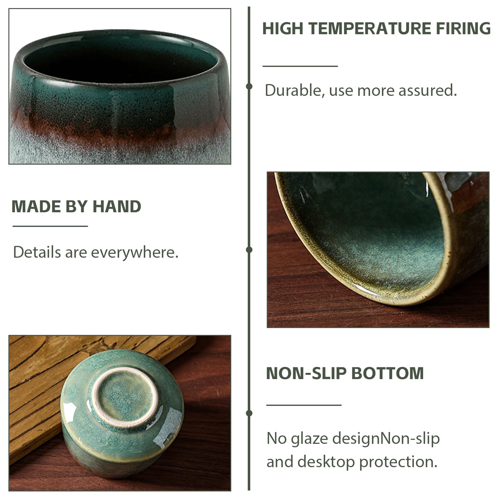 Set di 4 tazze da caffè in gres porcellanato, di alta qualità, senza manico, mini tazze da caffè in ceramica, mini tazze da caffè, design artistico, per caffè e tè alla moka