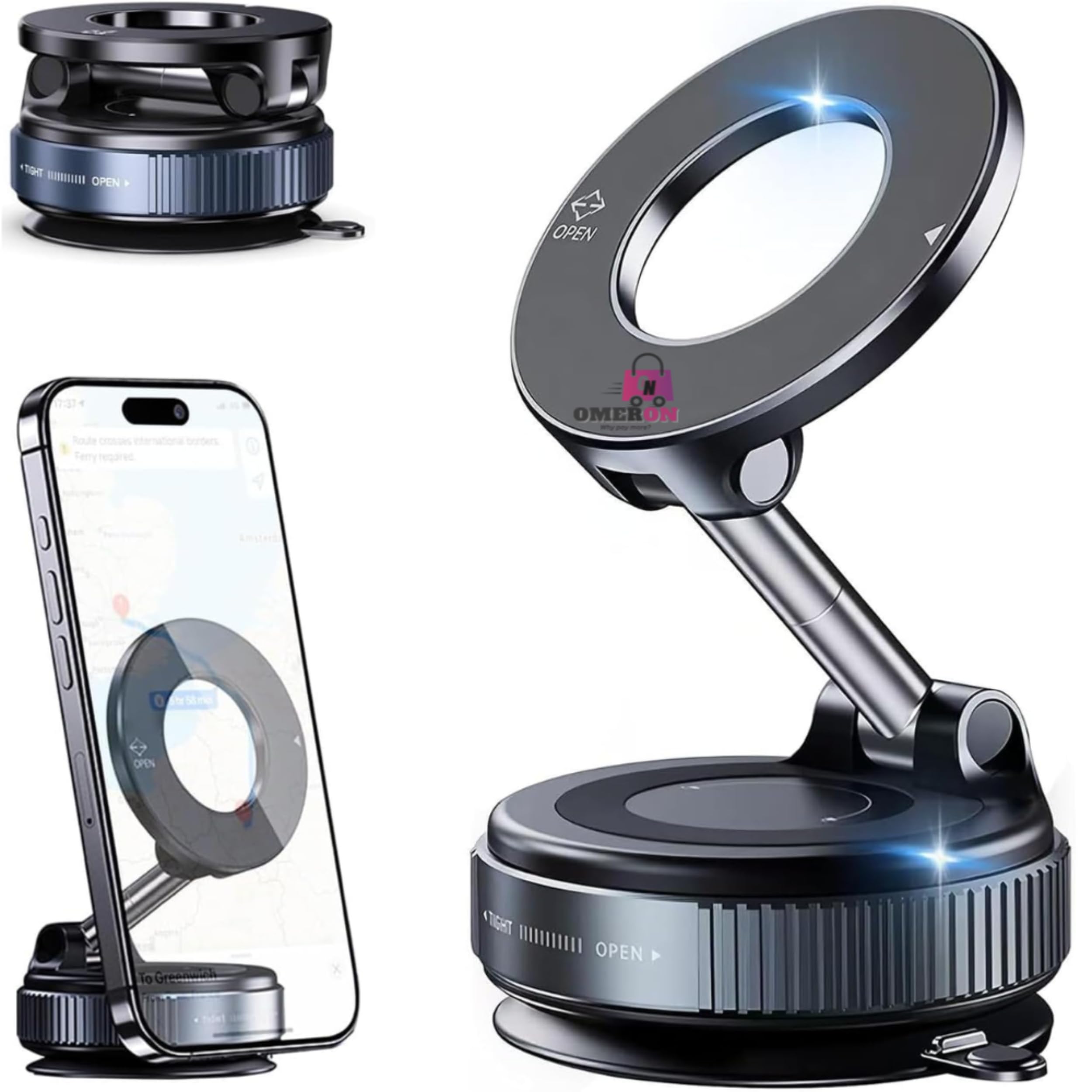 Omeron (1 Year Warranty) Magnetic Vacuum Phone Holder with 360° Rotation & Powerful Suction – Secure Mount for Car, Gym, Bathroom & Flat Surfaces, Universal Support for All Smartphones-image-7