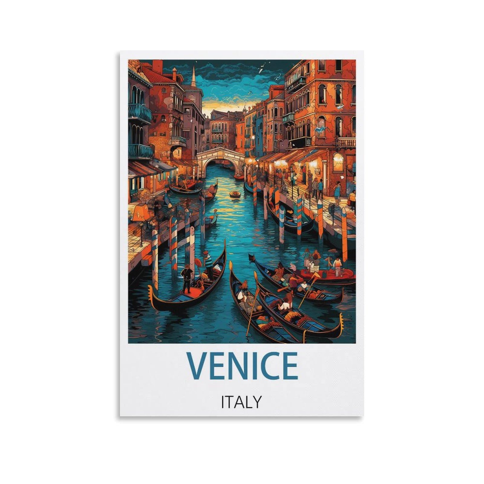CYYHGEE Venice Italy Vintage Travel Poster 16x24inch(40x60cm) Canvas Poster Wall Art Living Room Home Decor