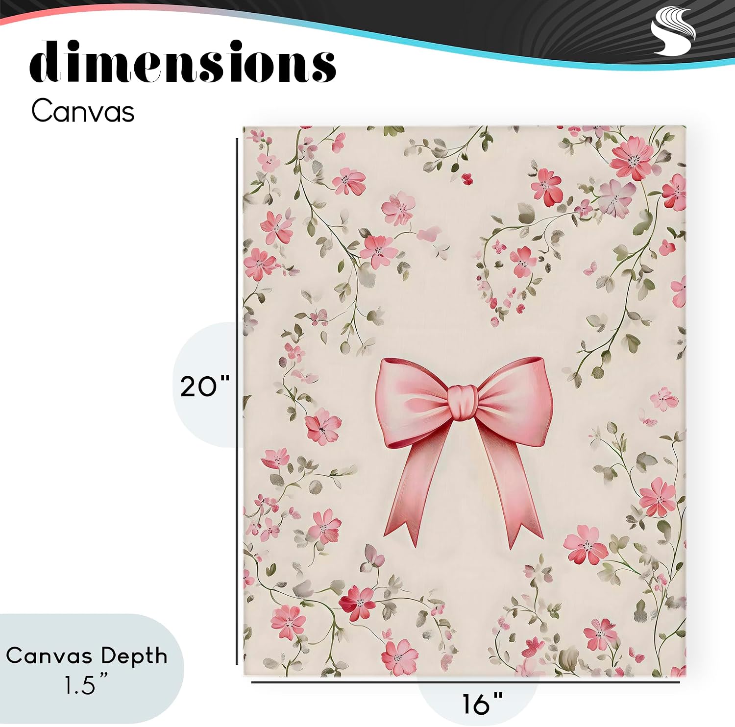 'Girly Ribbon Bow'| Canvas Art | Stupell Industries | 16 x 20 Inches, Easy to Hang and Sturdy, Made in USA, by Arlington Prints