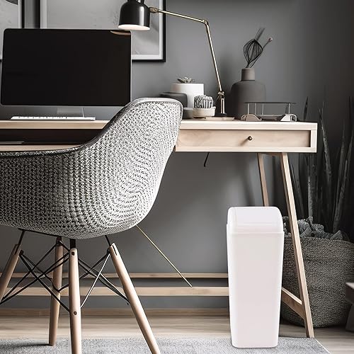 Miniatura 5 de Esdiplot - Cubo de basura de plástico de 3.5 galones con tapa abatible superior, tapa abatible delgada, papelera