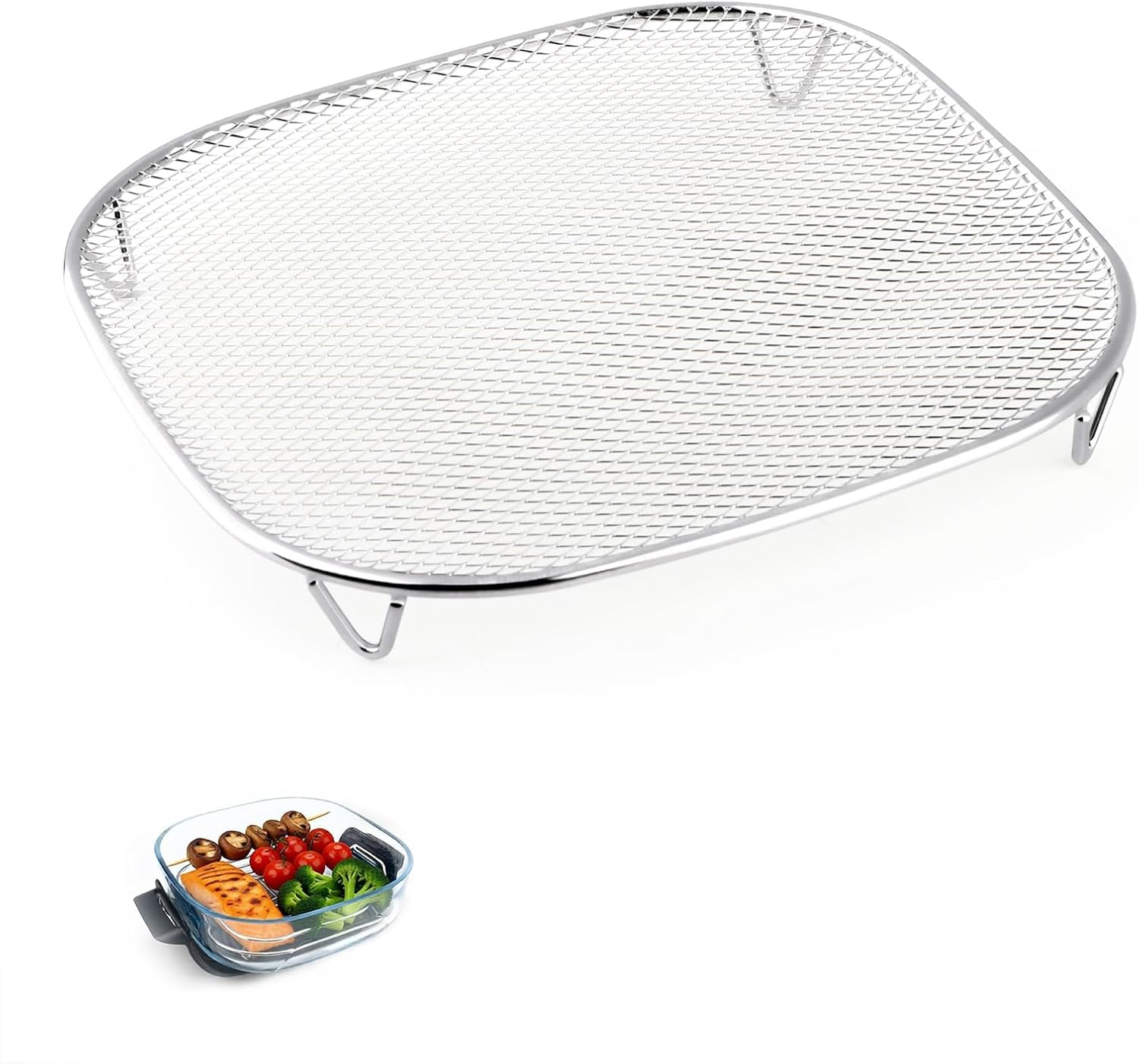 Crisper Tray for Ninja Crispi FN090 FN091 FN100 FN101 FN103 Replacement Part for Ninja Crispi Pro AS101 AS101DG AS101RS AS101CY Accessories Crisper Rack Stainless SUS304 Silver