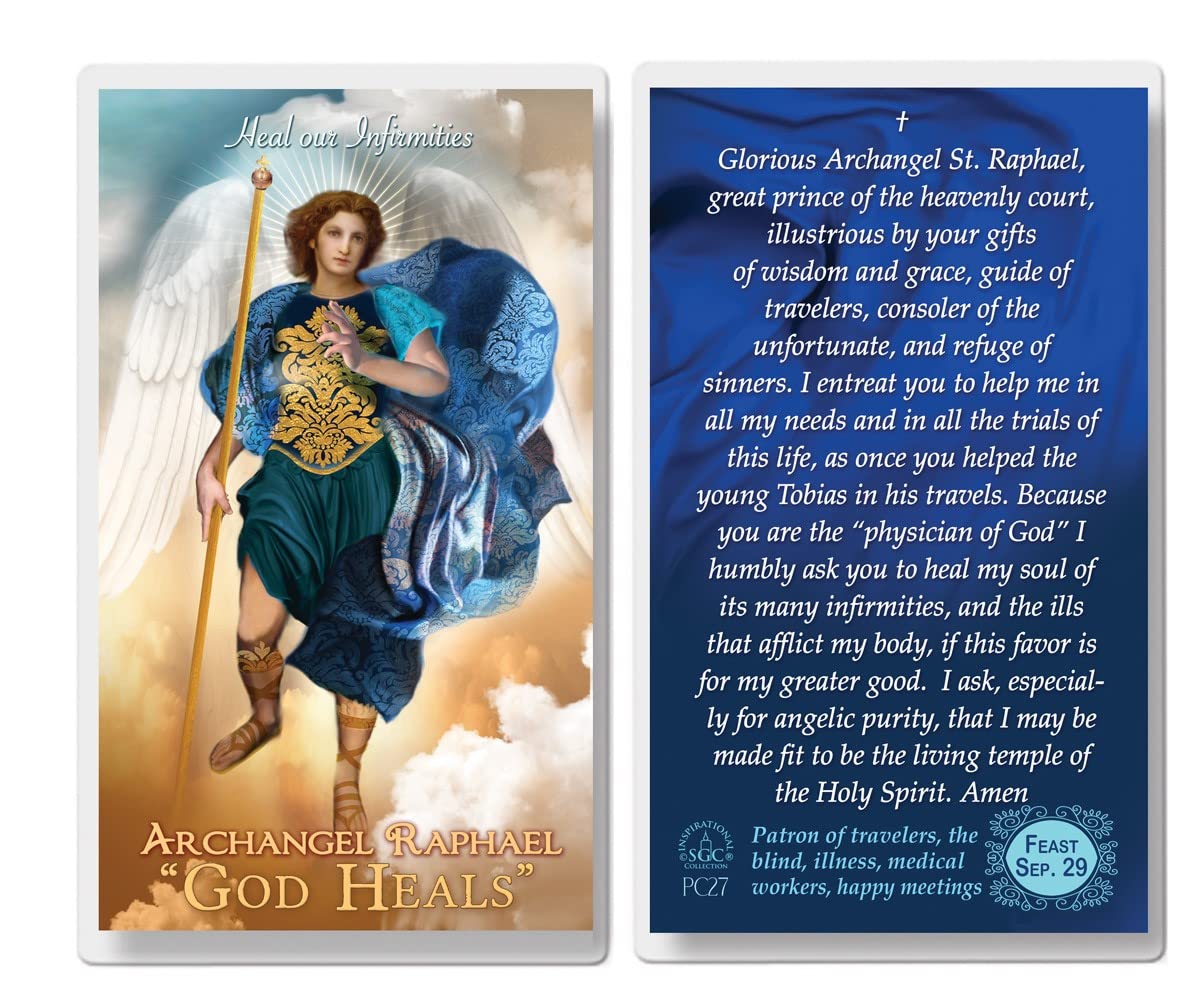 Set of 20 Laminated Catholic Prayer Cards - Archangel Raphael