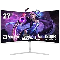Gawfolk 27 pollici 280Hz curvo monitor per computer da gioco, 1800R，FHD 1080P