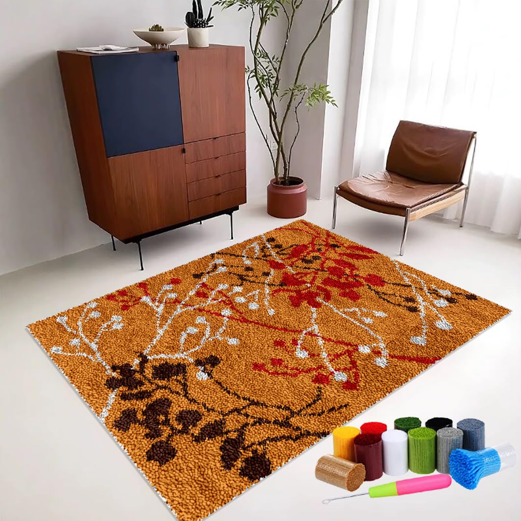RxiBeFuw Latch Hook Kits for Adults Home Carpet Rug Making Kit Tapestry Kits for Adults Latch Hooking Kits Embroidery Kit Cross Stitch Kit Carpet Making Cushion Needlework for Beginners 110 x 140 cm — image 1