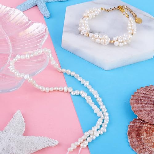 Miniatura 2 de Beadthoven - 90 mechones de perlas de agua dulce cultivadas naturales de 0.2 a 0.157 in, mini perlas irregulares, perlas para bricolaje, pulseras,