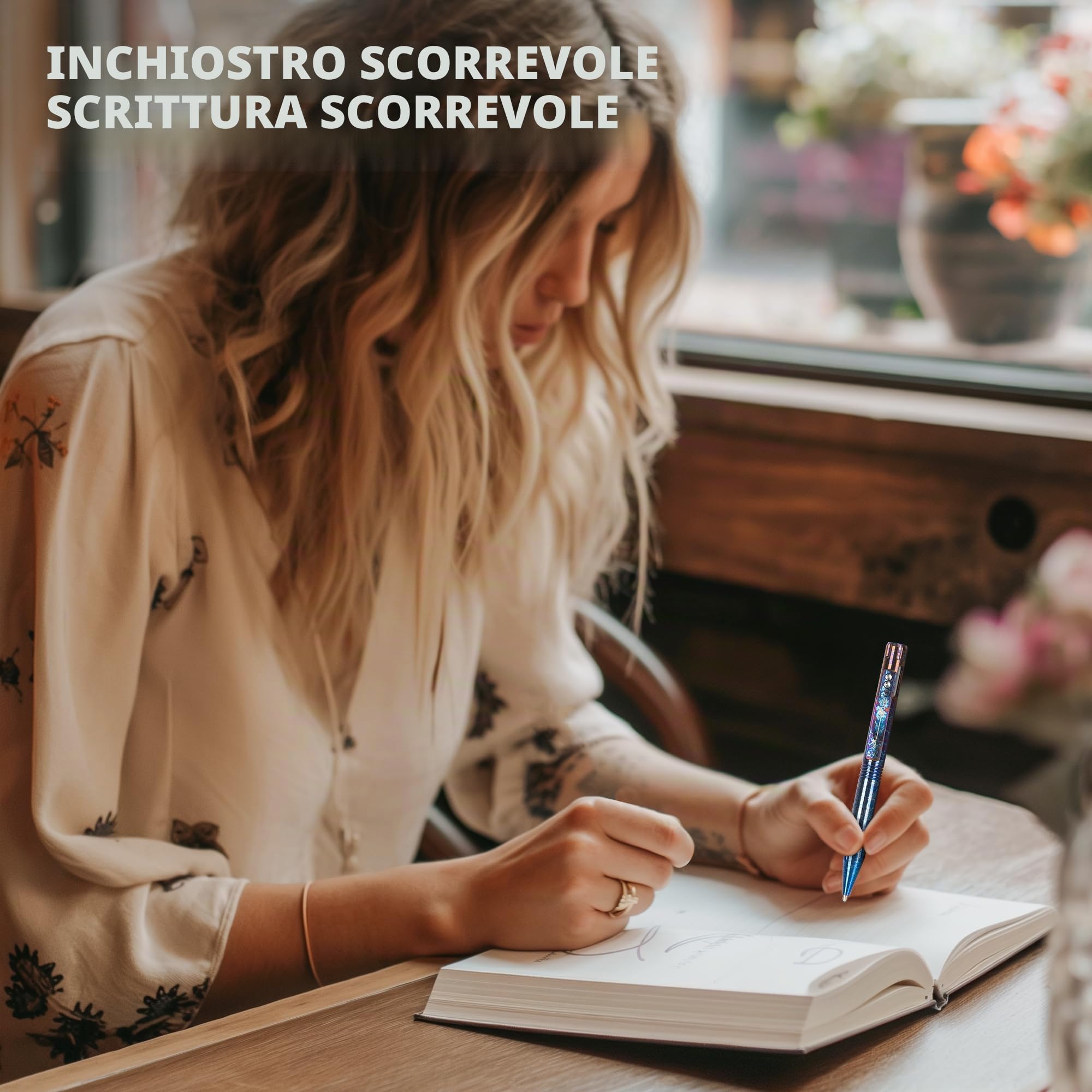 SMOOTHERPRO Penna a Sfera Multifunzione Bolt Action in Titanio | Colore Argento Sabbiato, Scrittura Fluida, Tratto Preciso, per Ufficio, Scuola, Attività Commerciale