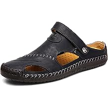 Men's Leather Hollow Athletic Sandals Slip-on Roman Casual Shoes