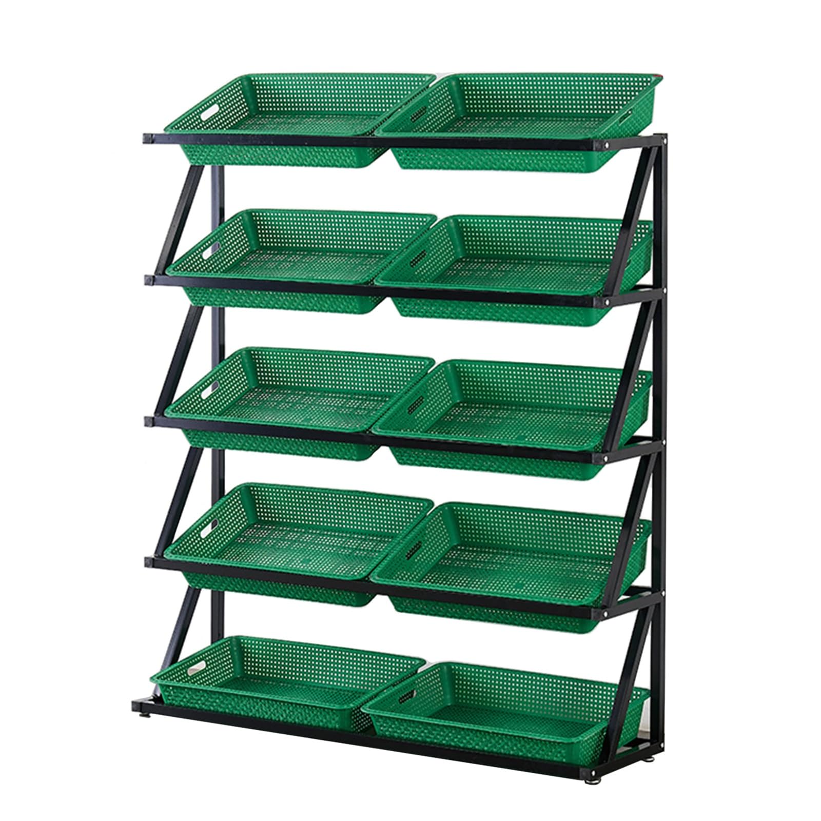 4–5 Etagen, 119,4–149,9 cm, Einzelhandelsvitrine – Bodenregal für Bauernmarkt, Supermarkt, Snack-Regal, ideal für Obst- und Gemüse-Organisation