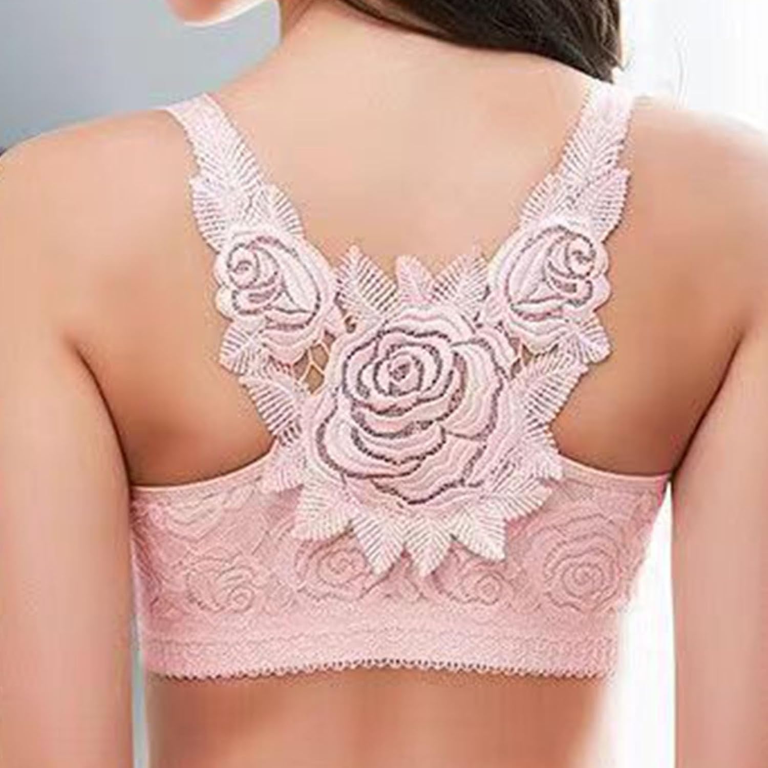Floral Secrets Bras Comfort Rose Bra, with Back Support Push Up Plus Size,Seamless Front Closure Lace Butterfly Bras