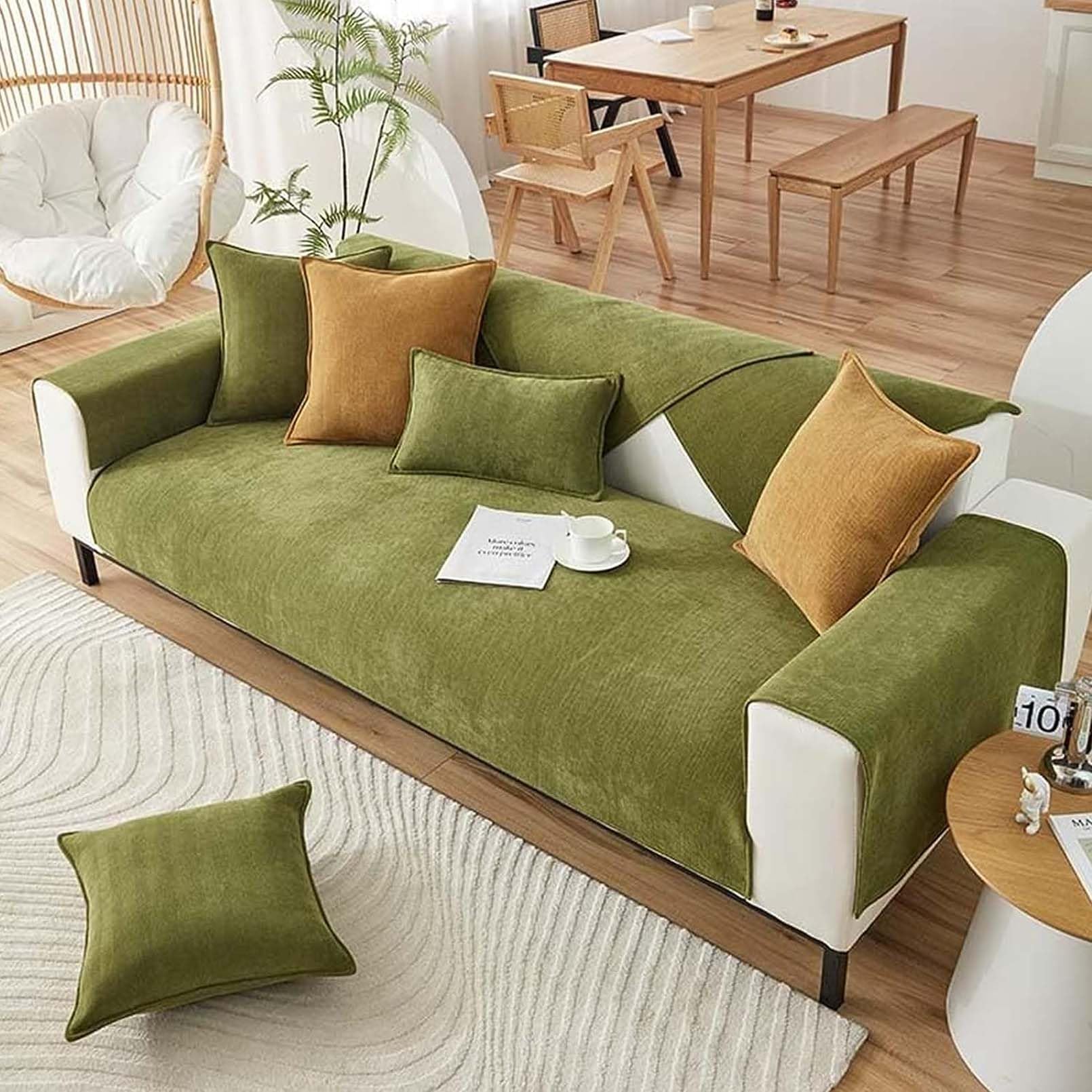 Chenille-Sofabezug mit Fischgrätenmuster, stilvoller Sofa-Schonbezug für Hunde und Katzen, maschinenwaschbar, rutschfest, weich und gemütlich, Heimdekor-Essentials