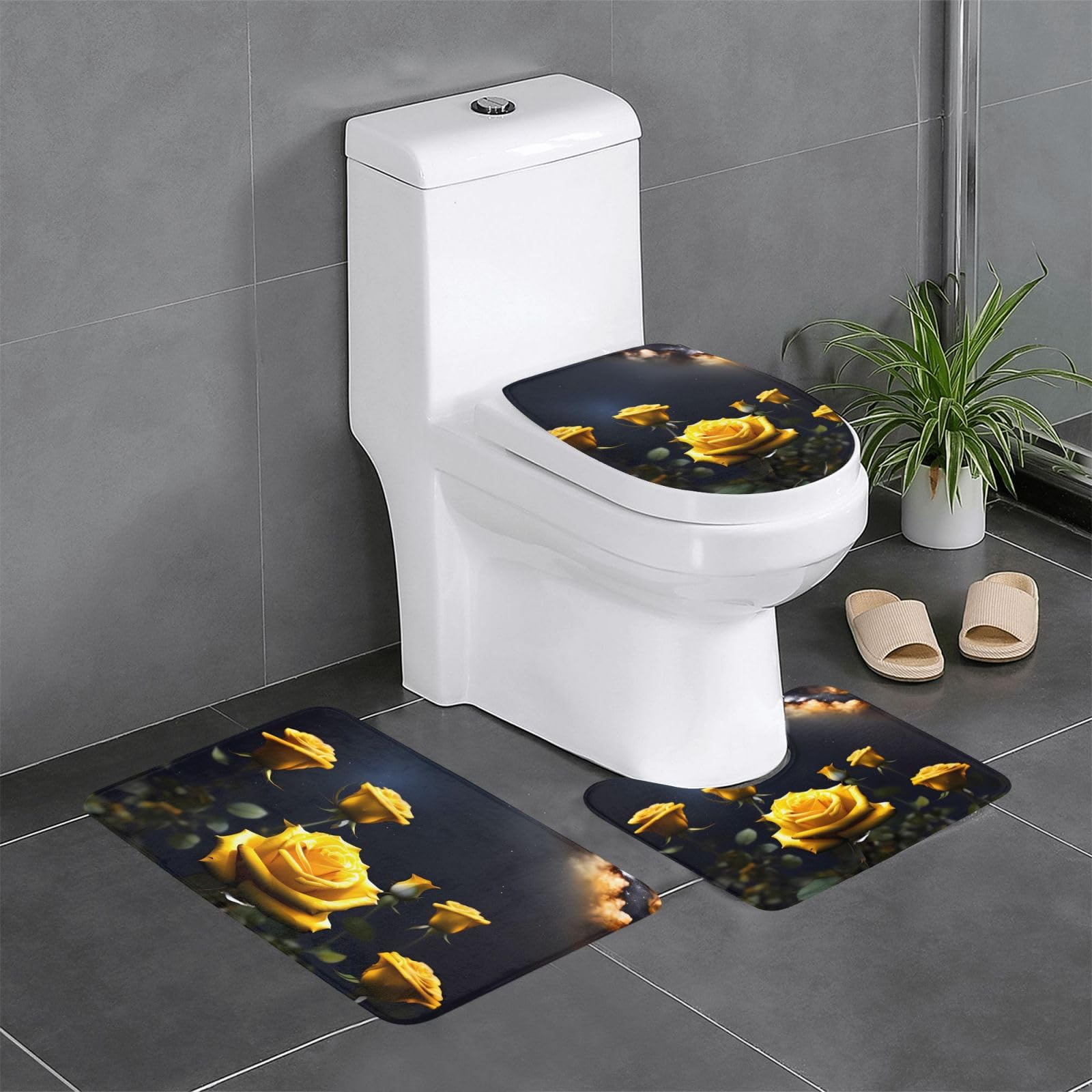 Tapis de salle de bain antidérapant ovale et rectangulaire lot de 3