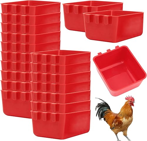 Miniatura 8 de 20 tazas de jaula para alimentador de pollo, tazas de alimentación colgantes para jaula de pájaros, alimentador de palomas de plástico, cuenco de