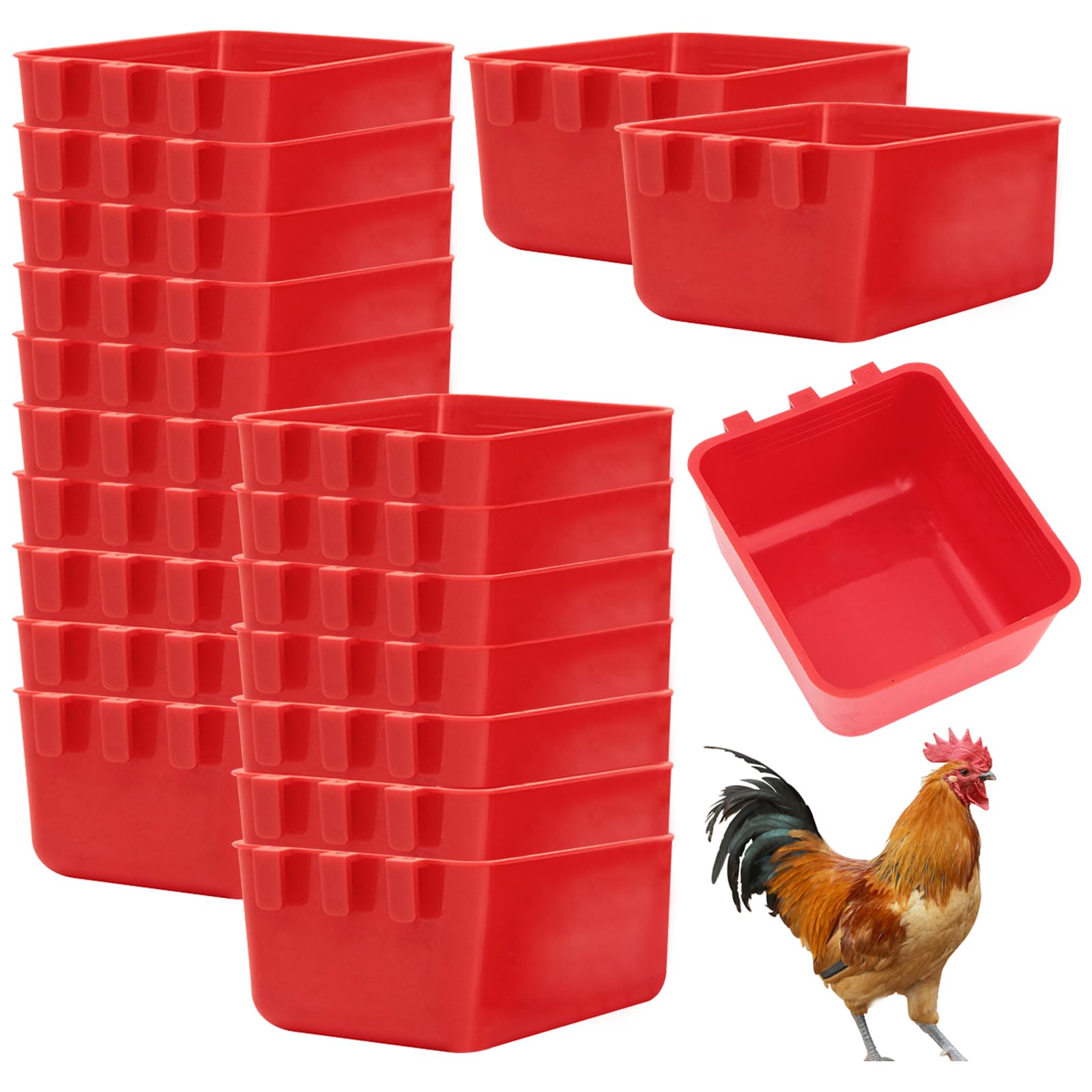 mumisuto 20Pcs Bebedero pajaros, Taza de Jaula para Aves de Corral, Comedero Colgante de Loros con Gancho, Comedero Jaula de Pájaros para Alimentar Aves, Loros, Agua, Comida