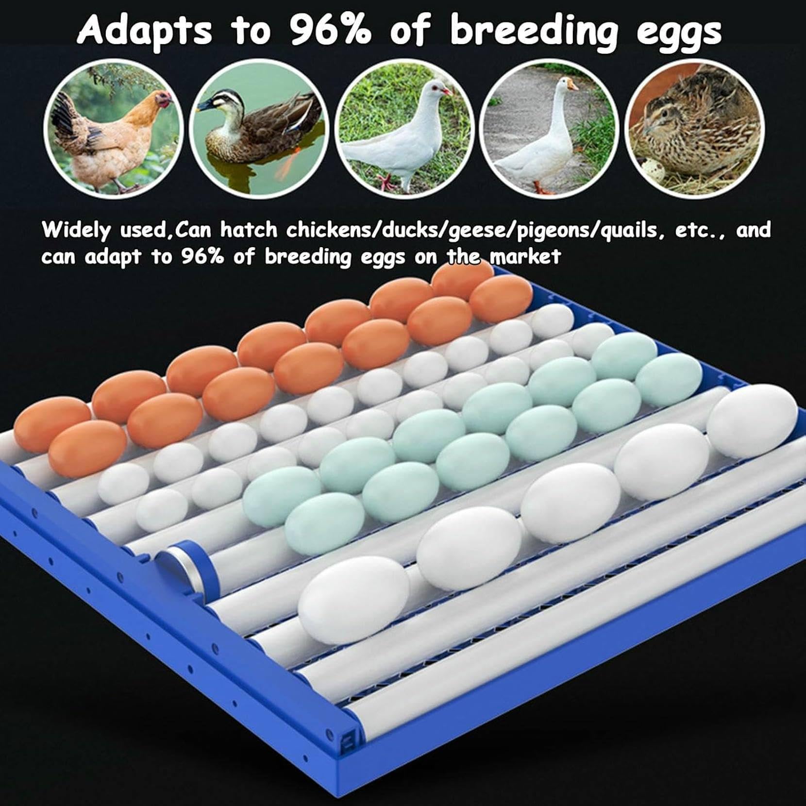 Incubadora De 136/204/372/340 Huevos con Volteador AutomáTico Y AdicióN AutomáTica De Agua, Control De Humedad Y Temperatura, FuncióN WiFi, Osciloscopio Integrado, para Aves De Corral 272Eggs