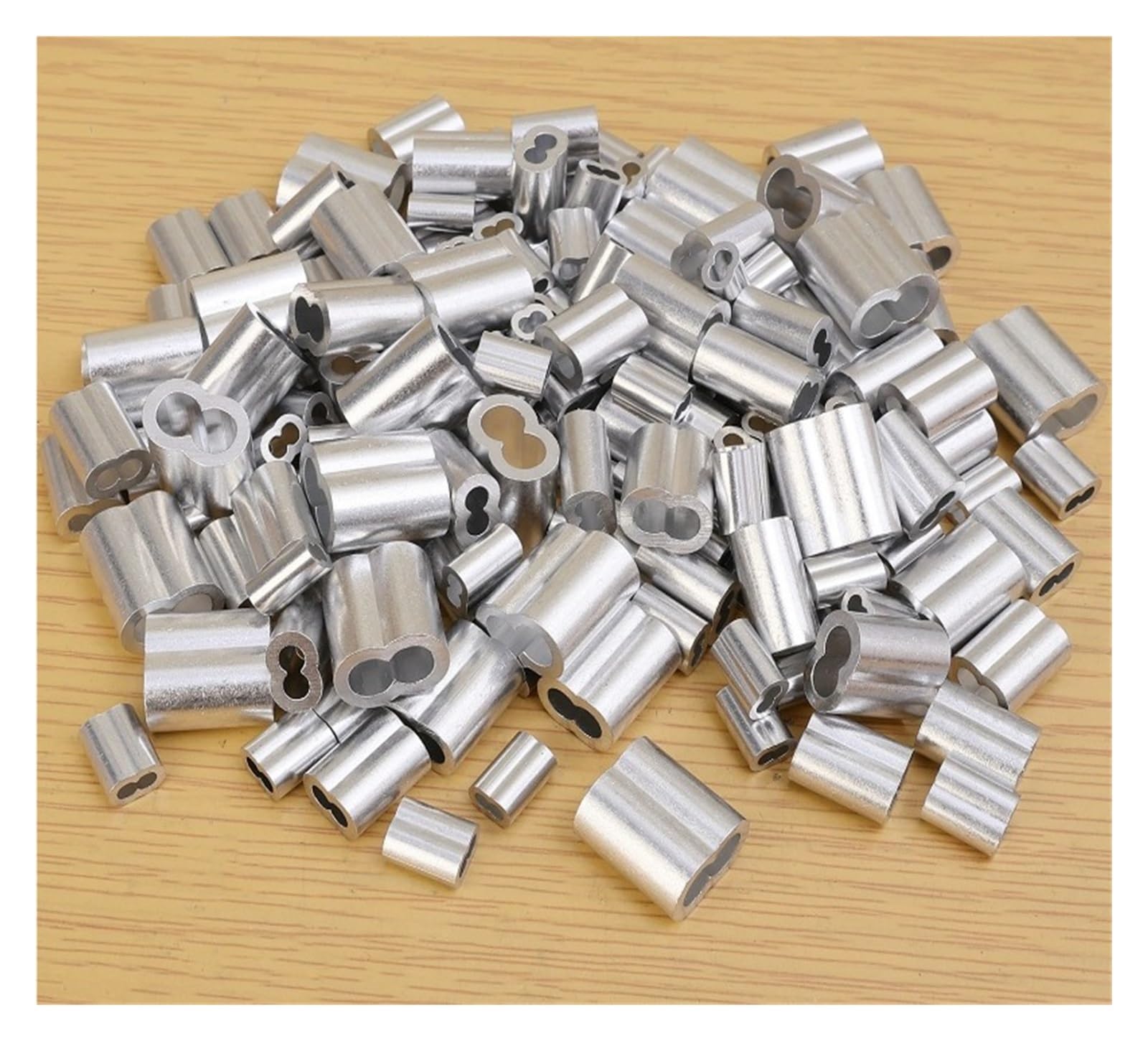 10/200 Pz Doppio Foro Cavo A Crimpare Manicotto M1.5 A M4 Puntali In Alluminio A Forma Di 8 Fermacorda E Ganci Corda Accessori Hardware(M4x200pcs)