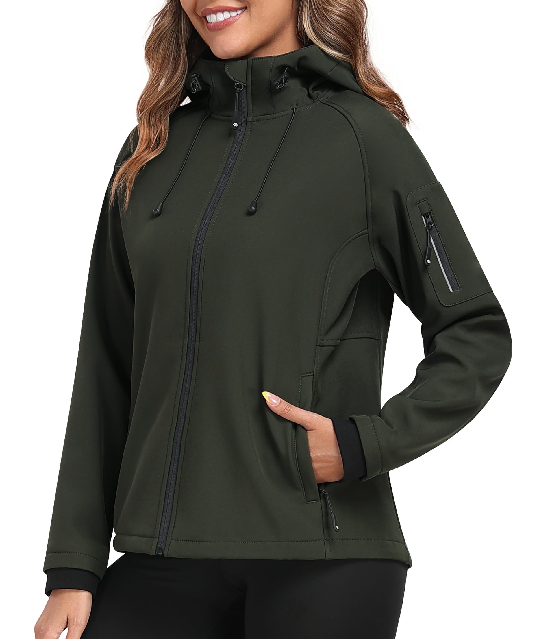 MoFiz Women's Fleece Lined Softshell Jacket Lightweight Insulated Warm Coat
