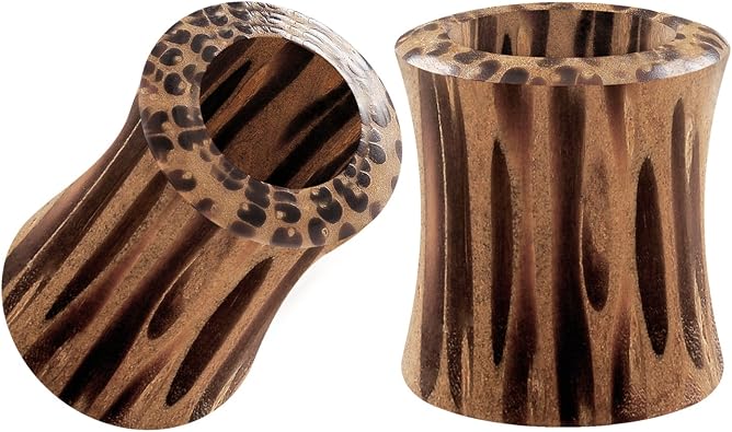 Pair of Coconut Wood Double Flared Saddle Flesh tunnel Piercing Jewelry Stretcher Ear Plug Earring Lobe