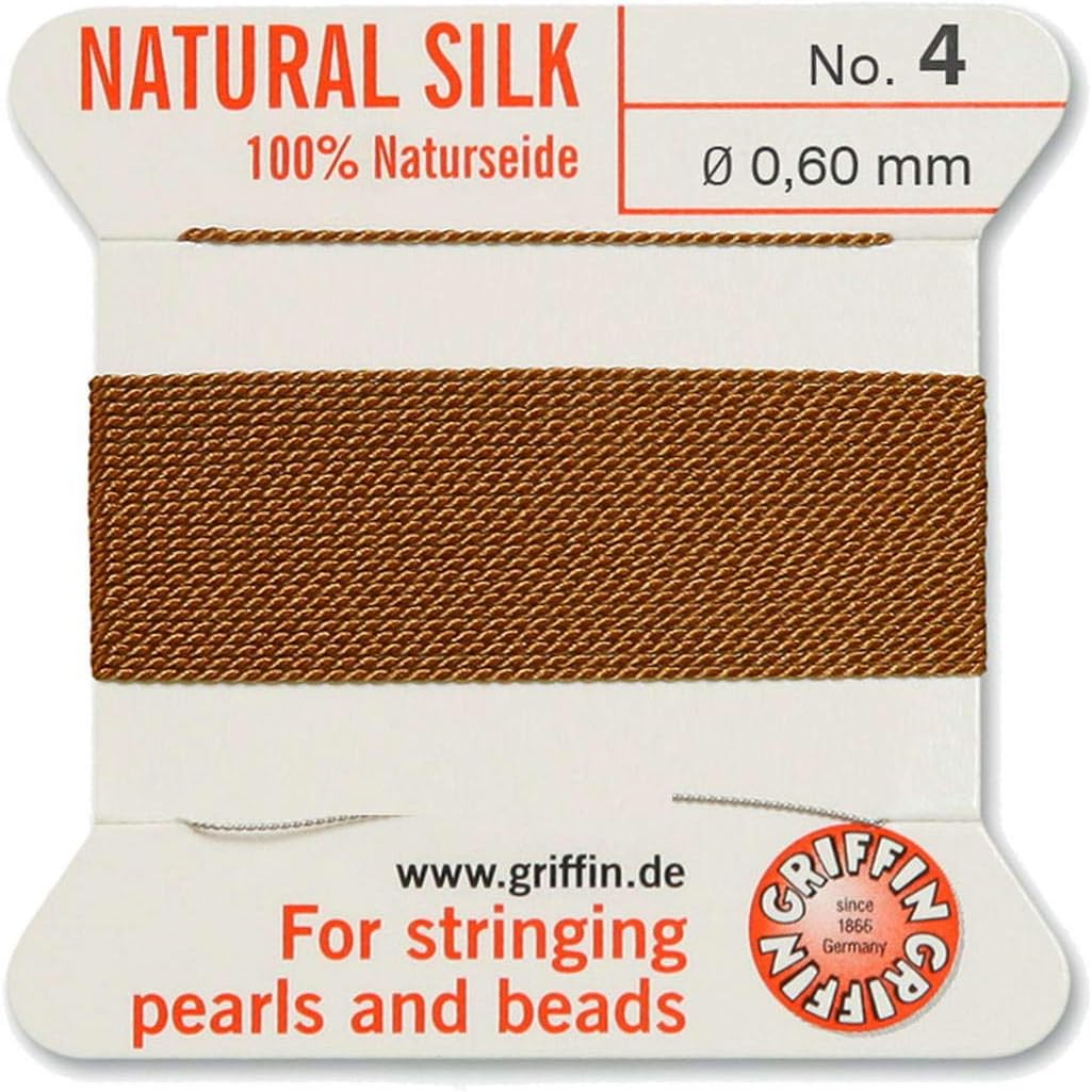 Beading Thread, Silk Thread for Threading Beading Thread, 0.6mm Thick, 2 Metres, Brown