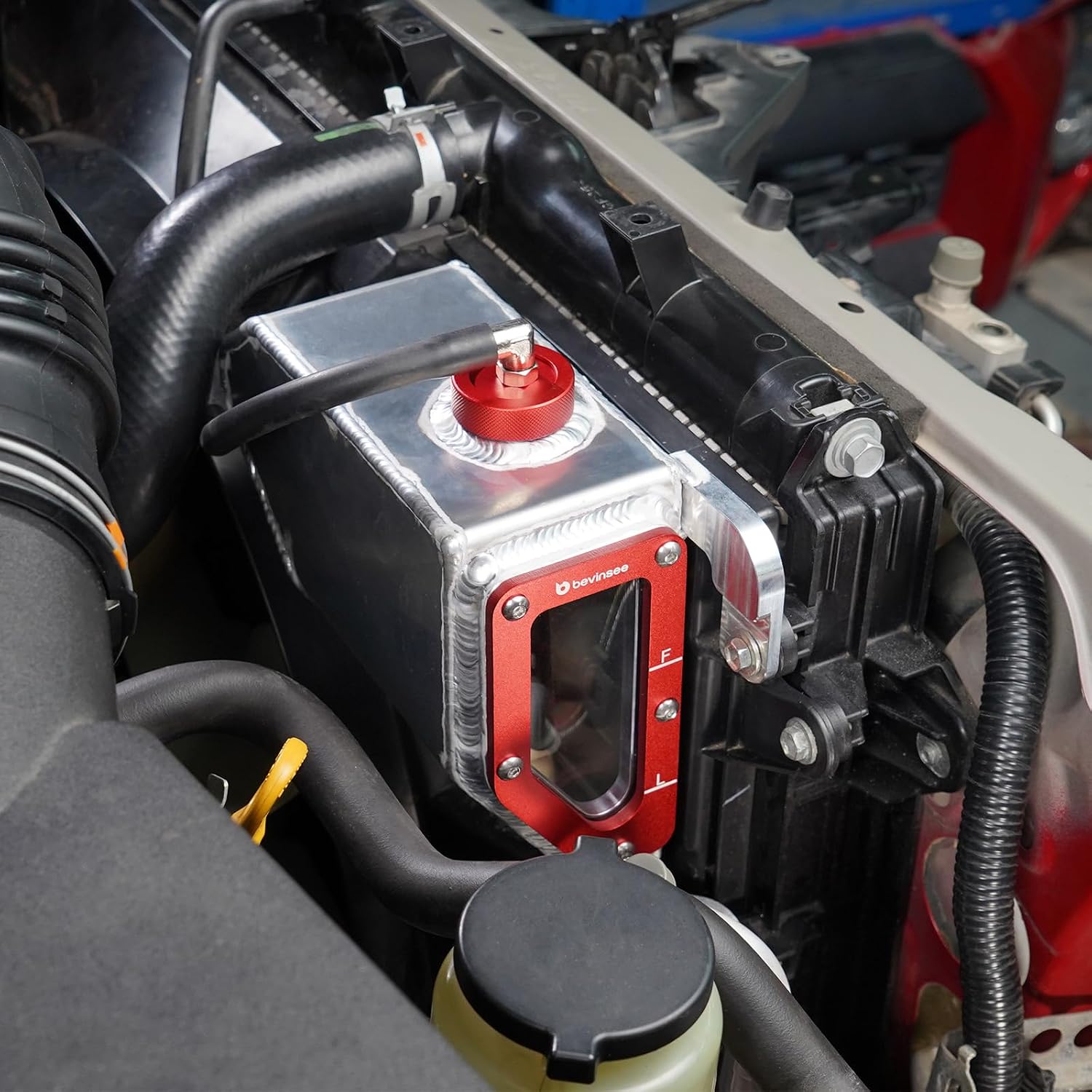 Bevinsee Cooling Fluid Reservoir Compatible with Toyota 4Runner 2010-2024, Replace for 16470-31050 Red