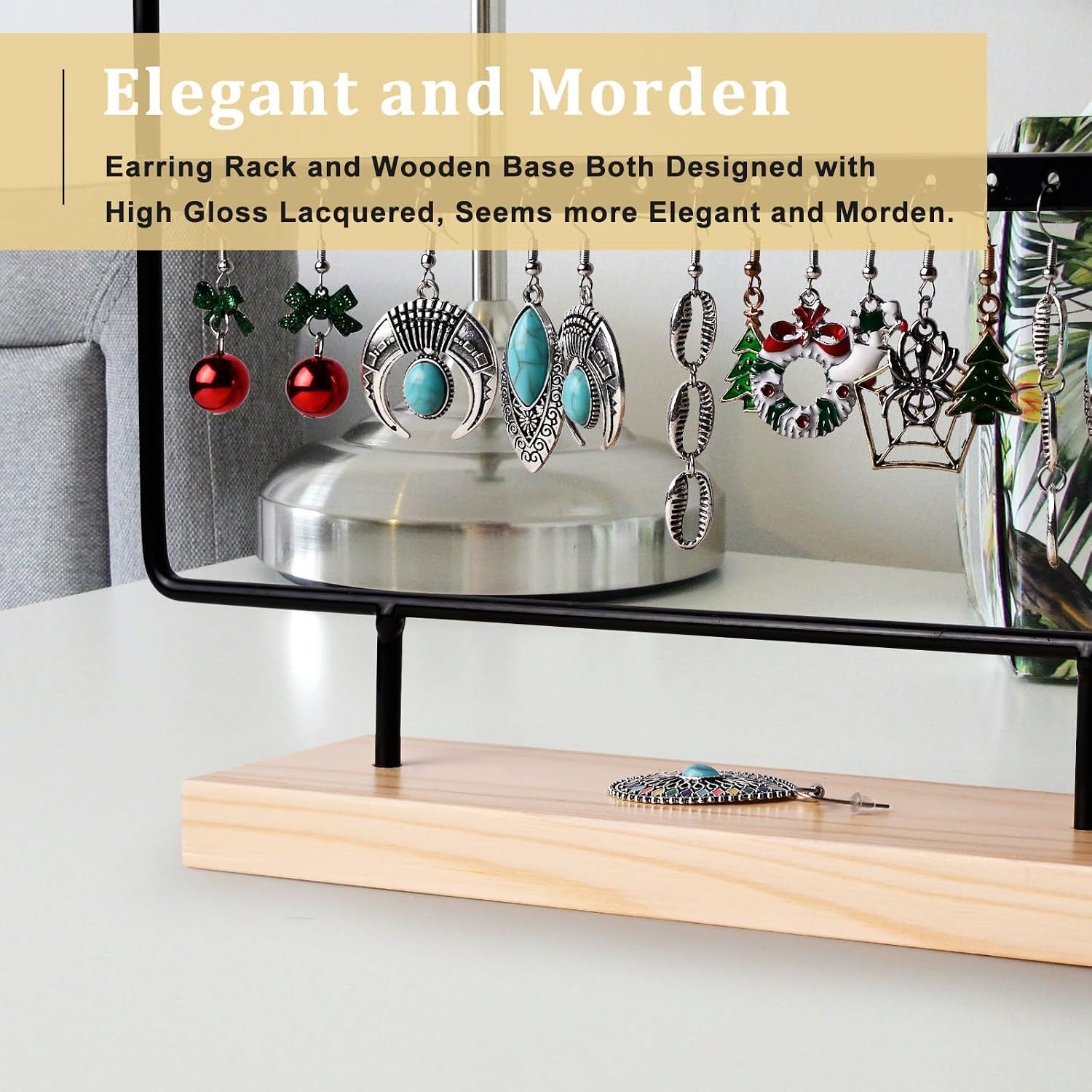 Earring Holder Organizer, Earring Display Stands for vendors, 4-Tier Earring Rack with 88 Holes (Black) image 4