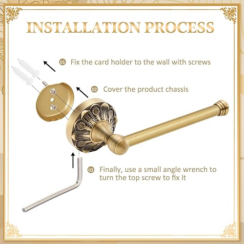 Miniatura 4 de Juego de 2 piezas de soporte de papel higiénico de latón antiguo, toalla de mano de latón retro, anillo, rollo de pañuelo, colgador de papel,