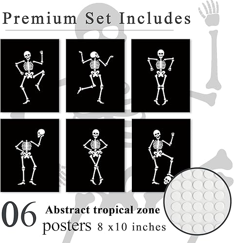 Miniatura 6 de VIYYIEA Decoración gótica para el hogar, esqueleto bailarín, impresiones artísticas de pared de 8 x 10 pulgadas, decoración estética de Halloween,