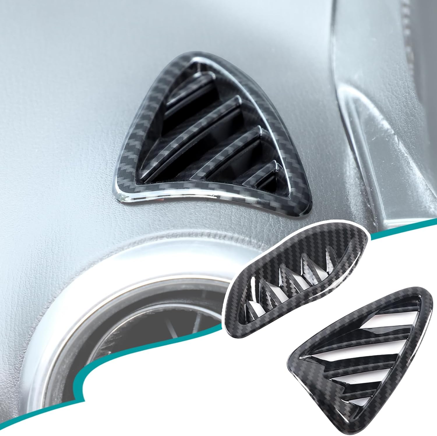 Instrument Panel Air Outlet Frame Cover Trim Compatible with Mazda MX-5 2016-2023 Dashboard Side Air Conditioner Air Outlet Sticker Trim（ABS，Carbon Fiber Pattern）