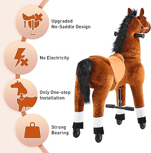 Miniatura 3 de Juguete de caballo para niños que montan a caballo, poni, ciclo, mecánico, acción de caminar, animal de peluche para 4 a 9 años, sin batería ni