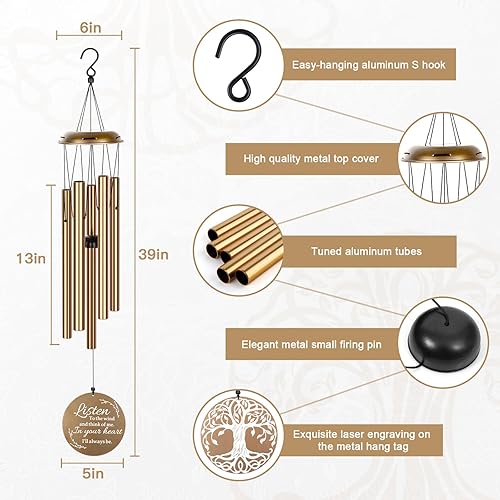 Miniatura 6 de Campanillas de viento de condolencias por pérdida de un ser querido, campanillas de viento conmemorativas para padres perdidos, madres y amigos,