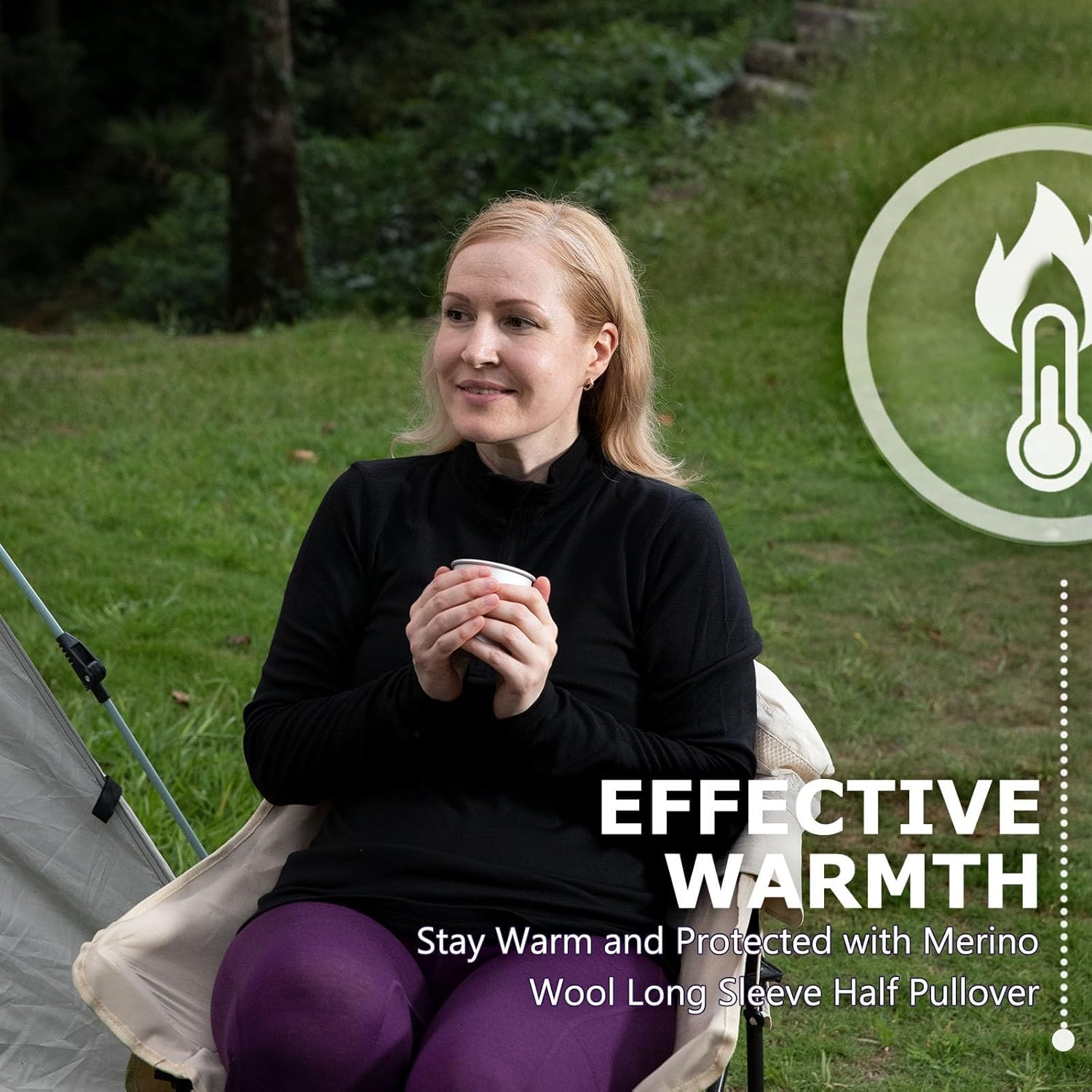 Merino Protect 100% Merino Wool Base Layer Women Thermals Underwear Soft Long Sleeve Shirt for Hiking Skiing - Image 4