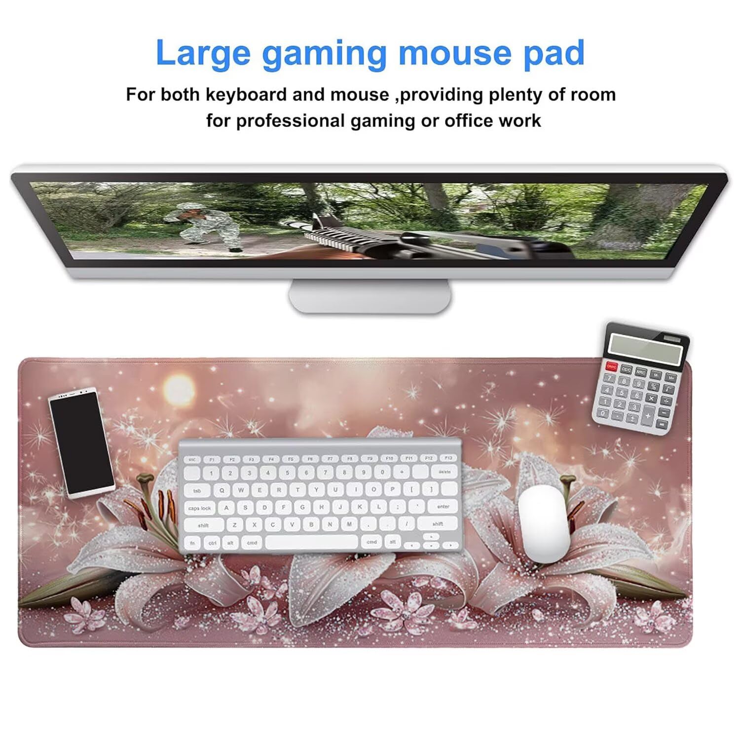 Podkładka pod mysz do gier, 1600 x 800 mm, XXL, duża gamingowa podkładka pod mysz, wodoodporna podkładka pod mysz, długa podkładka na biurko z przeszytymi krawędziami, mata na biurko z gumową podstawą