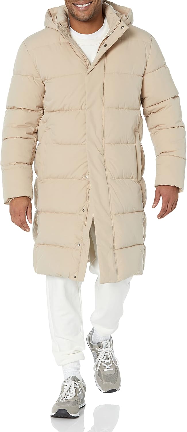 Amazon Essentials Mens Hooded Long Puffer Coat X-Small Tan