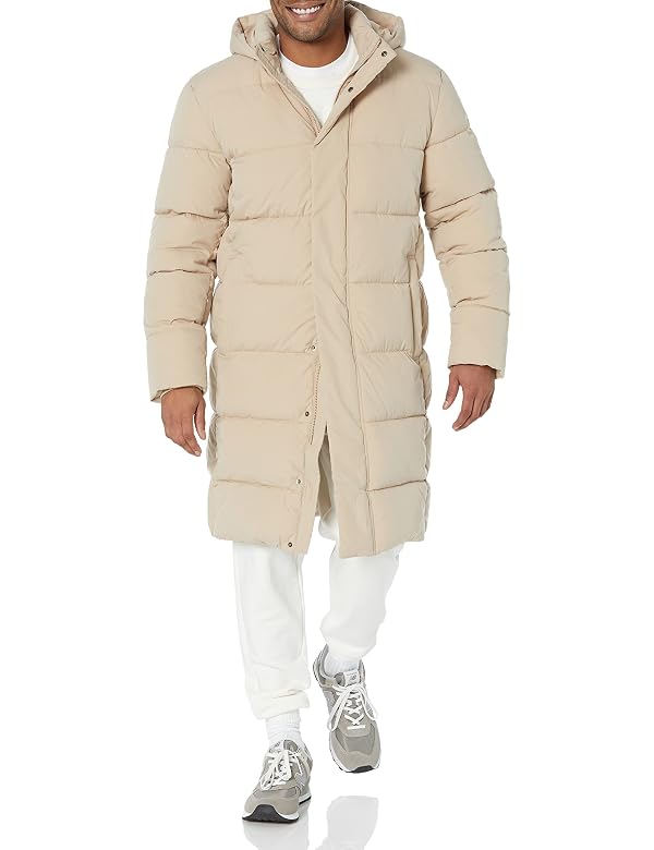 Amazon Essentials Men's Hooded Long Puffer Coat, Tan, 6X-Large Big by Amazon Essentials - Used condition - US$56.04